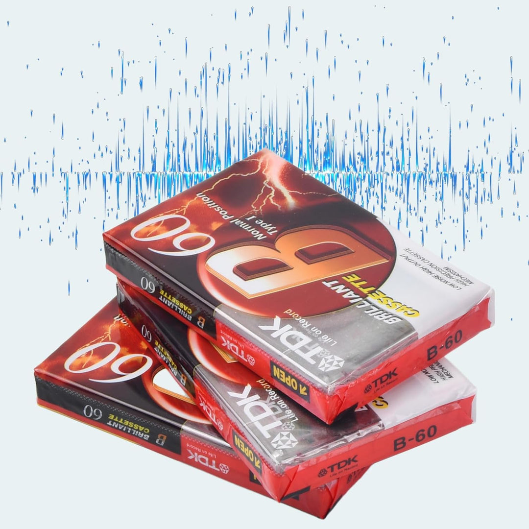 Natuce 10 Stück Kassette,Audio-Kassetten geräuscharm,60-Minuten Low Noise Musikkassette,Transparente