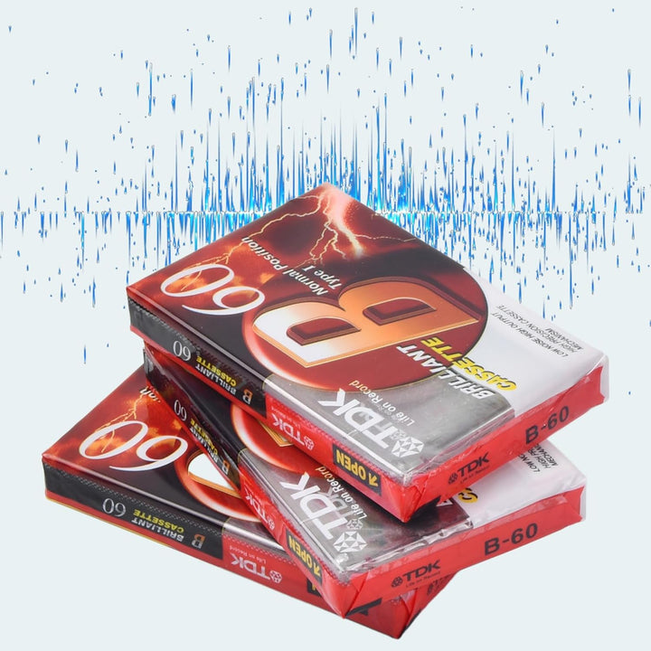 Natuce 10 Stück Kassette,Audio-Kassetten geräuscharm,60-Minuten Low Noise Musikkassette,Transparente