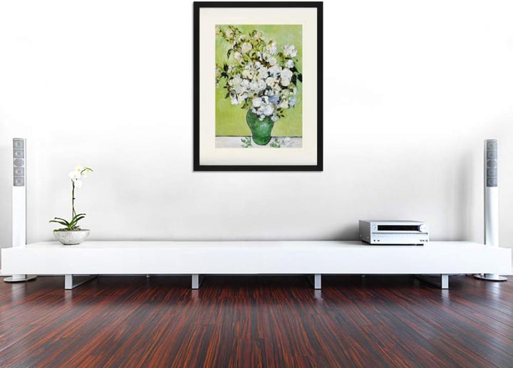 1art1 Vincent Van Gogh Poster Vase Mit Weissen Rosen, 1890 Gerahmtes Bild Mit Edlem Passepartout | W