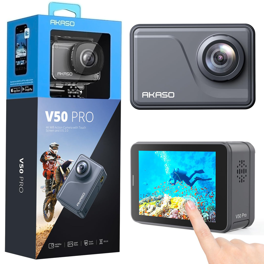 AKASO V50 Pro Sportkamera, 4 K, 30 fps, 20 MP, WiFi – Kamera 4 K, wasserdicht, Ultra HD, EIS-Stabili