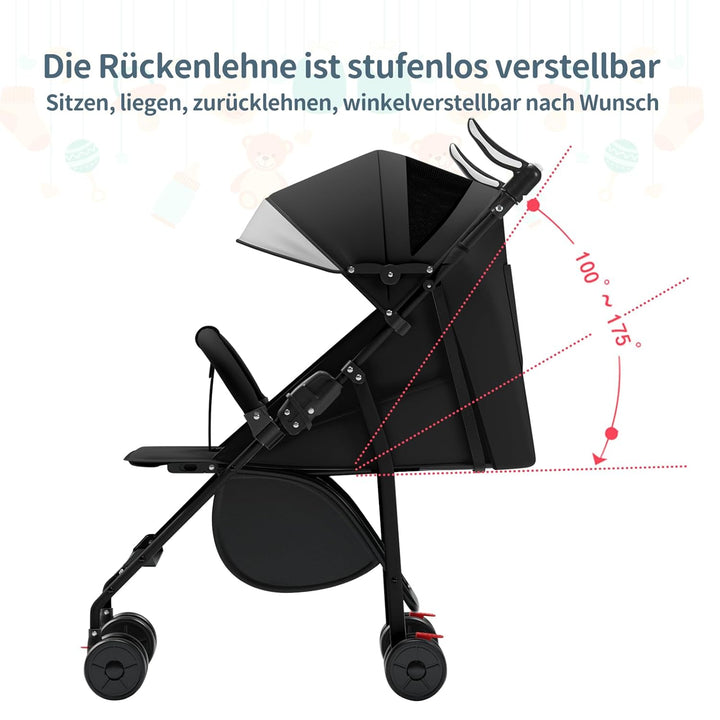 homewell Kinderwagen klappbar, Buggy Kinderbuggy, flache Liegeposition, mit Getränkehalter, Sicherhe