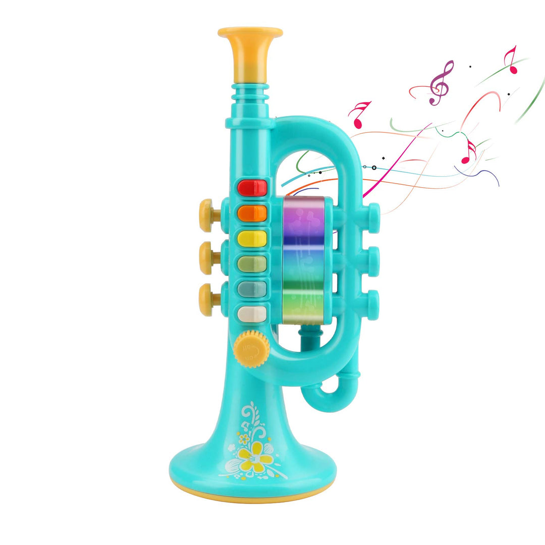 CestMall Trompete Spielzeug, Trompetenhorn mit Musik Tragbares Kindertrompete Spielzeug Kunststoff-T