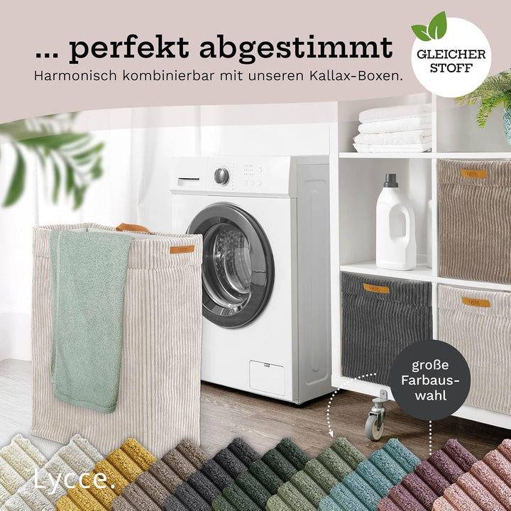 Lycce Wäschekorb Cord – Nischenwäschekorb, waschbar, faltbar (beige) | platzsparend &amp; praktisch, was