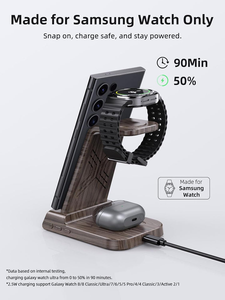 Wireless Charger für Samsung Galaxy S23 Ultra, Induktive ladestation für Samsung Watch 6, 3 in 1 lad