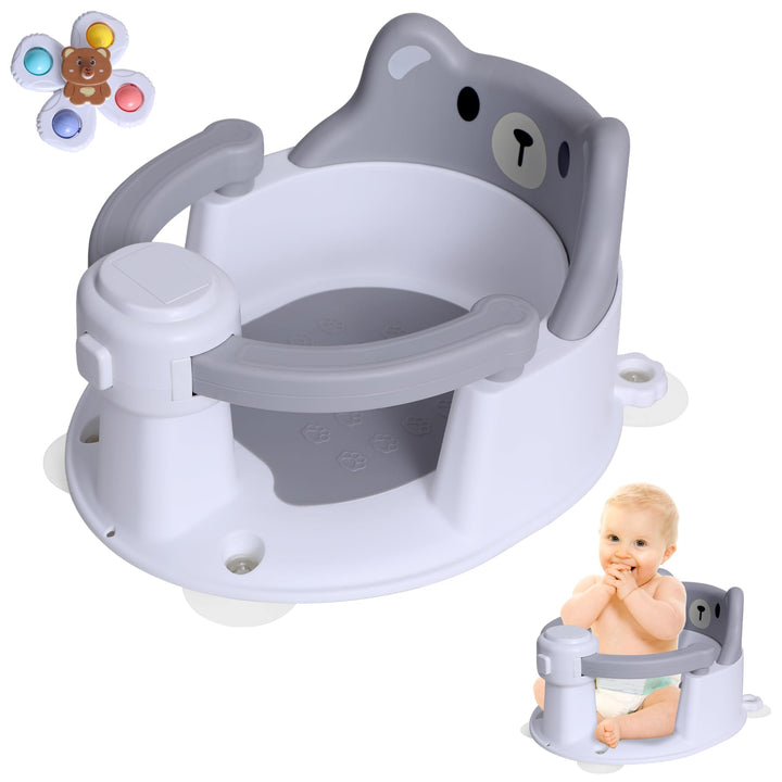 REDCAMP Baby Badewannensitz mit 4 starken Saugnäpfen, aufklappbare Armlehnen für einfachen Ein- und