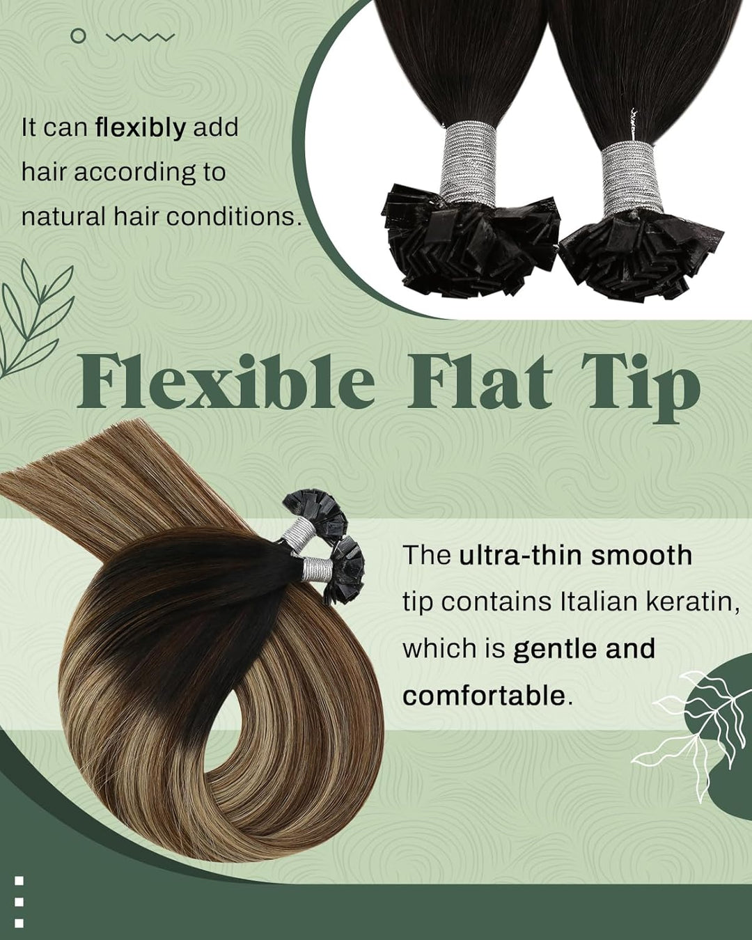 Ugeat Pre Bonded Flat Tip Bondings Echthaar Balayage Ombre Keratin Fusion Glue Sticks Tips Naturlich