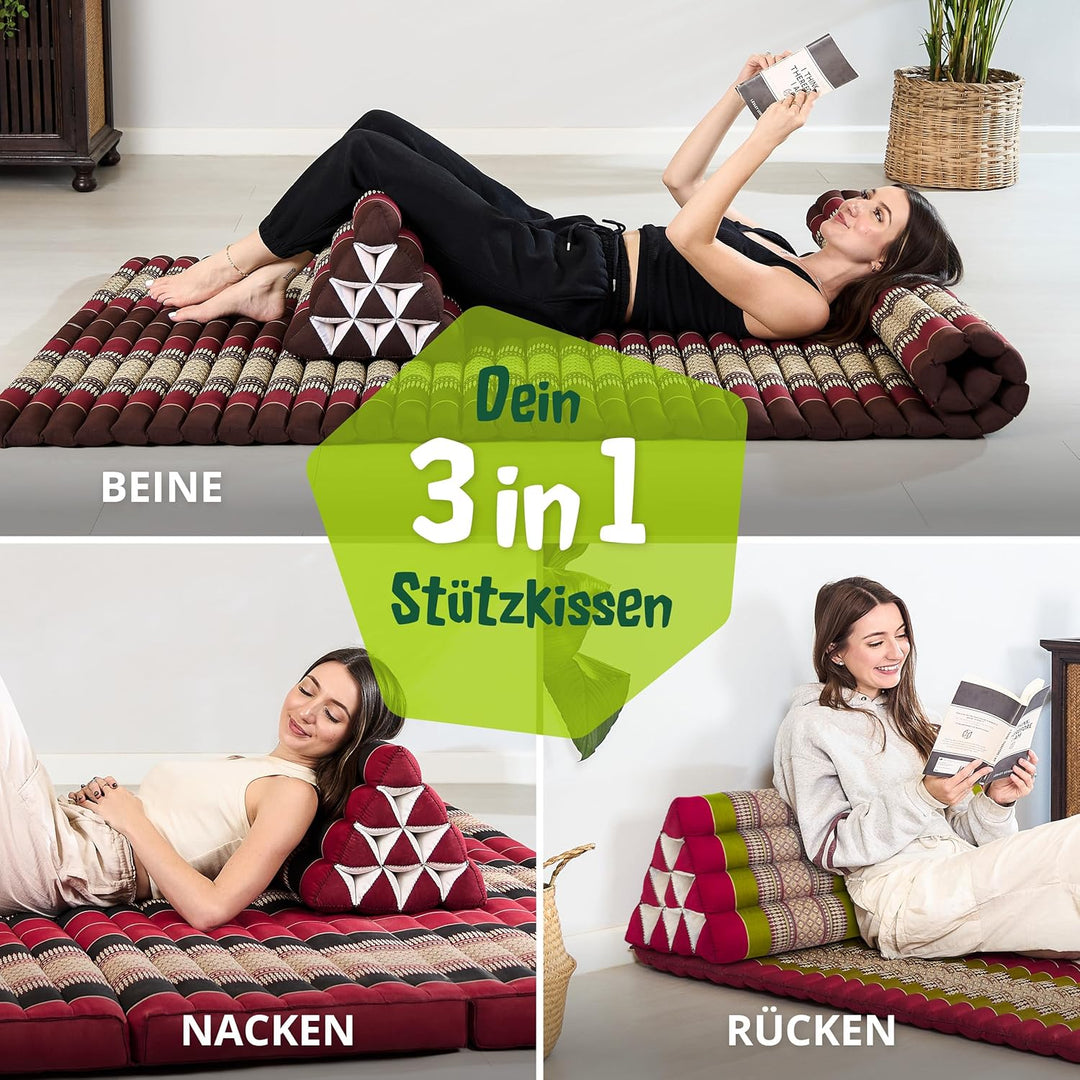 livasia Rückenstützkissen breit für Paare, Dreieckskissen für Garten und Balkon, Keilkissen mit Kapo