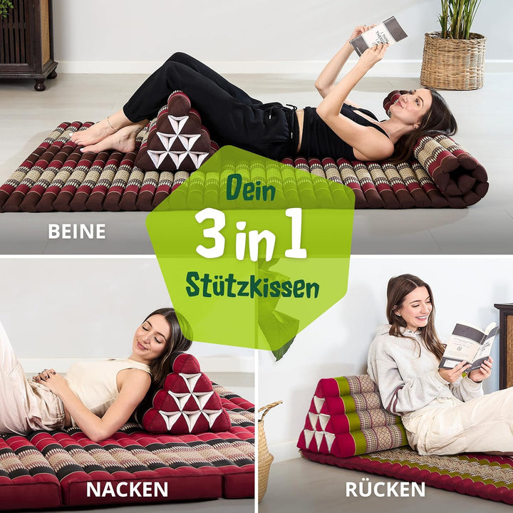 livasia Rückenstützkissen breit für Paare, Dreieckskissen für Garten und Balkon, Keilkissen mit Kapo