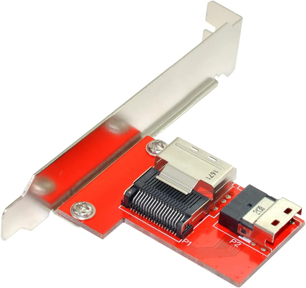 Cablecc PCI-Express 4.0 Slimline SAS SFF-8654 auf Mini SAS SFF-8087 PCBA Buchse Adapter mit Halterun