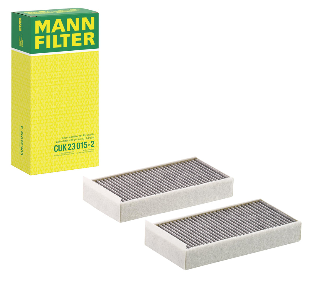 MANN-FILTER CUK 23 015-2 Innenraumfilter – Kabinenluftfilter Satz (2er Set) mit Aktivkohle – Für PKW