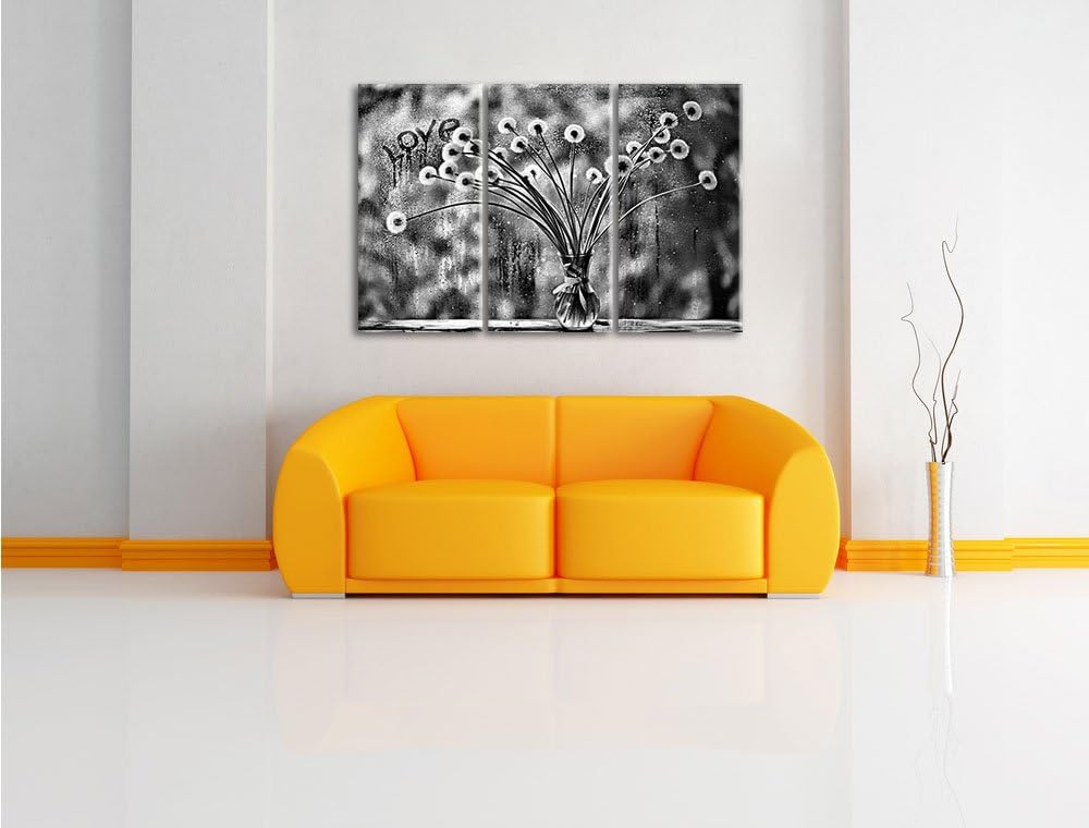 Pixxprint Pusteblumen/Format: 3-Teiler (120x80cm) cm/Leinwandbild fertig bespannt Wandbild Kunstdruc
