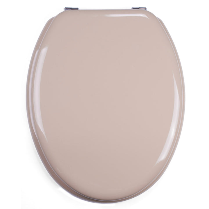 MSV - CLÉO MDF-WC-Sitz - Edelstahlscharniere - Glänzend - Ø 370 x 450 mm - Beige - Eleganz und Komfo