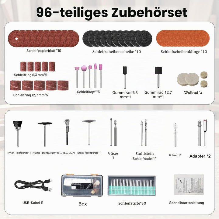 Multifunktionswerkzeug Akku Rotationswerkzeuge Multifunktionswerkzeuge Polierwerkzeug mit 96 Bits, G
