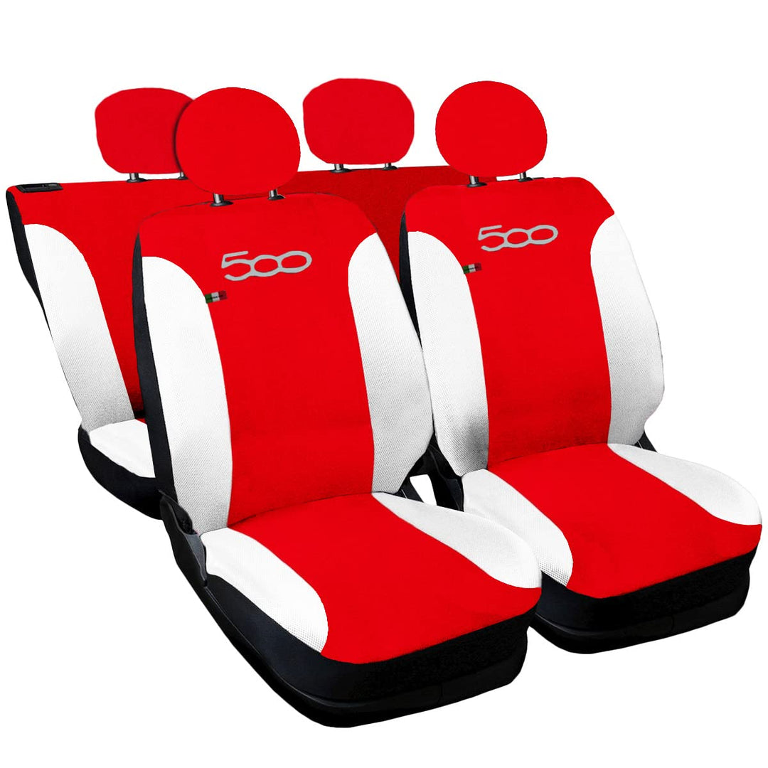 Auto Accessori Lupex - Sitzbezüge für Autositz, kompatibel Autositzbezüge für Cinquecento 500, Rot W