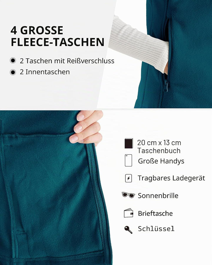 Outdoor Ventures Fleece Weste für Damen,Weich Ärmellos Jacke mit Reissverschlusstaschen, Sport Laufw