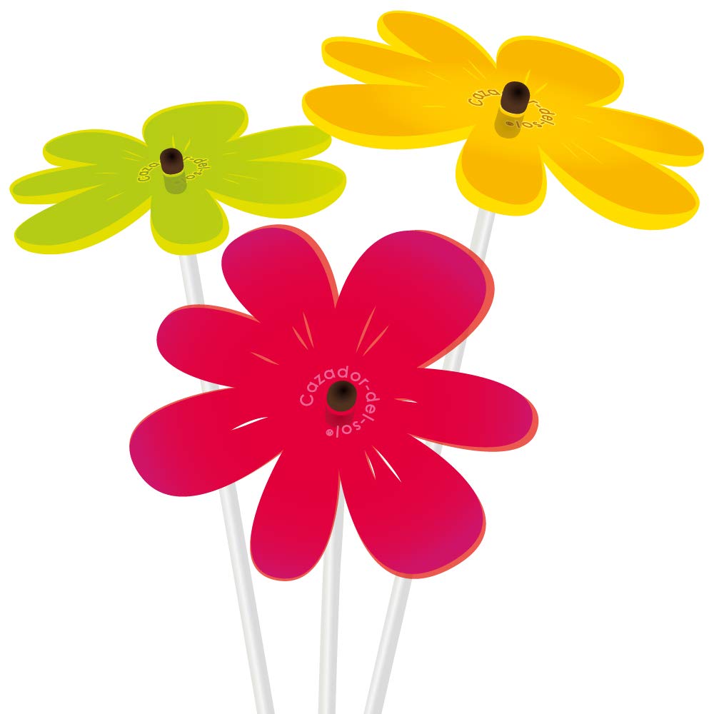 Cazador-del-sol ® - das Original | NEA | 3 Stück | Sonnenstrauss bunt | Durchmesser 8 cm | Höhe 25 c