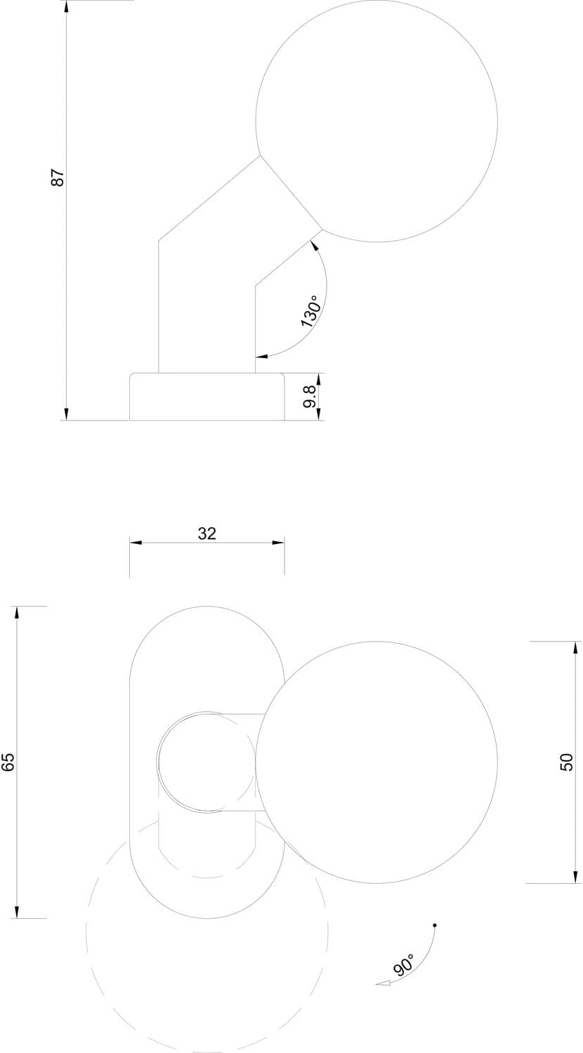 Marchesi Edelstahl-Türknopf auf ovaler Rosette | Drehknopf | Drehknauf | 1 Stück | Niro | Inox