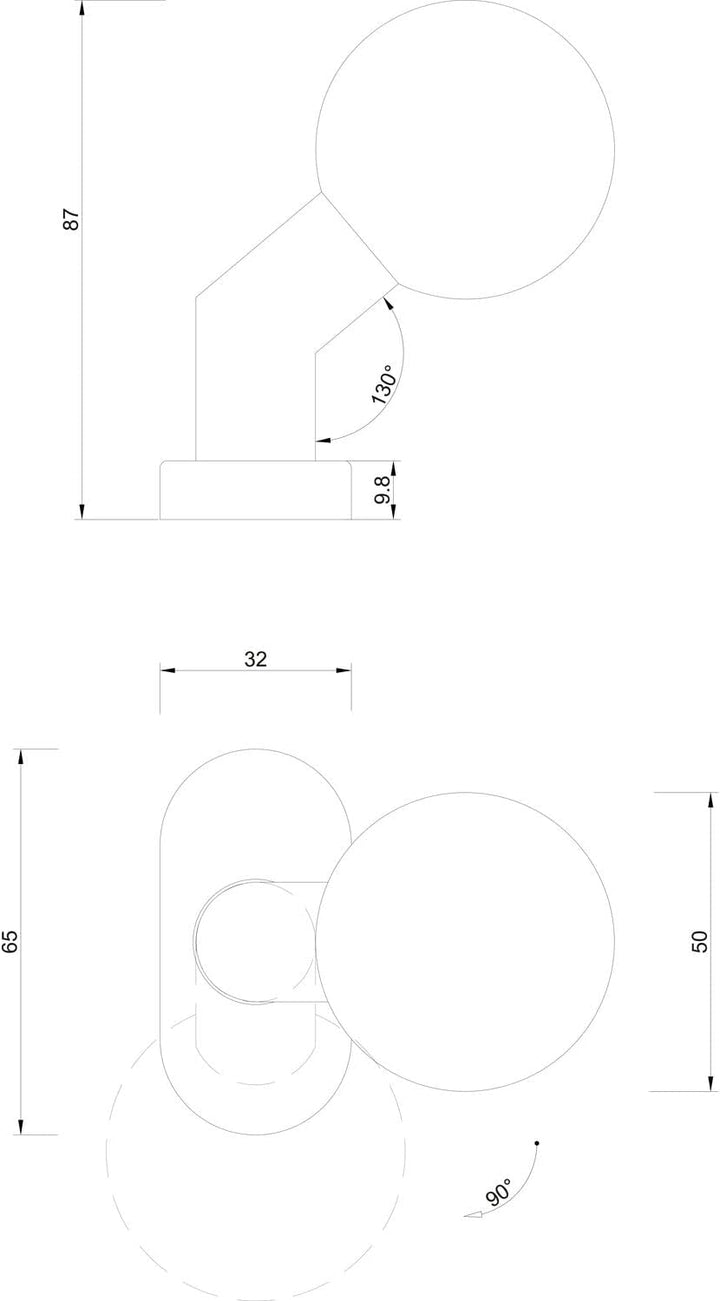 Marchesi Edelstahl-Türknopf auf ovaler Rosette | Drehknopf | Drehknauf | 1 Stück | Niro | Inox