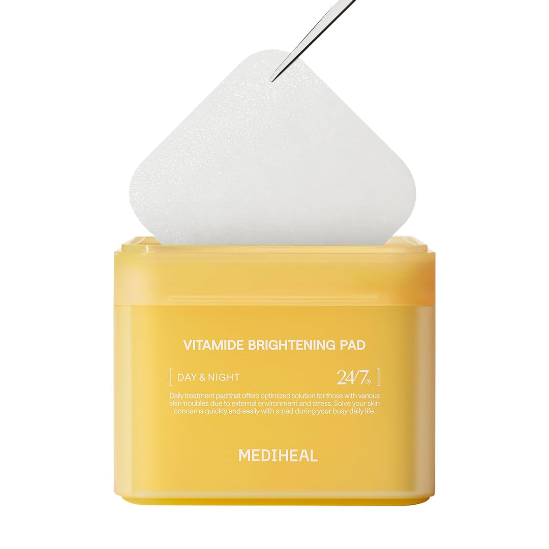 MEDIHEAL Vitamide Brightening Pad - Vegan Face Hypoallergenic Pads with Niacinamide, Sea Buckthorn -