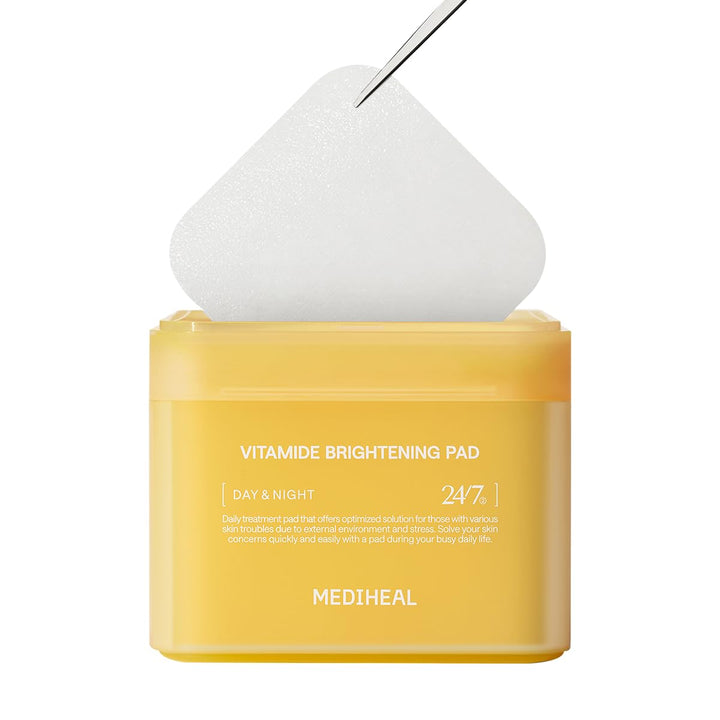 MEDIHEAL Vitamide Brightening Pad - Vegan Face Hypoallergenic Pads with Niacinamide, Sea Buckthorn -