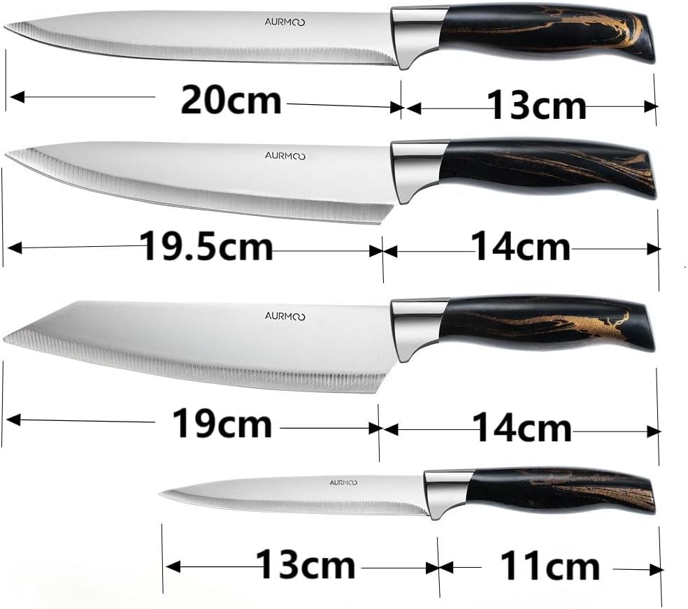 Messerset, Scharfes Küchenmesser Set 6-teilig, Messer Kochmesser Set aus Edelstahl, Messer Set Profi