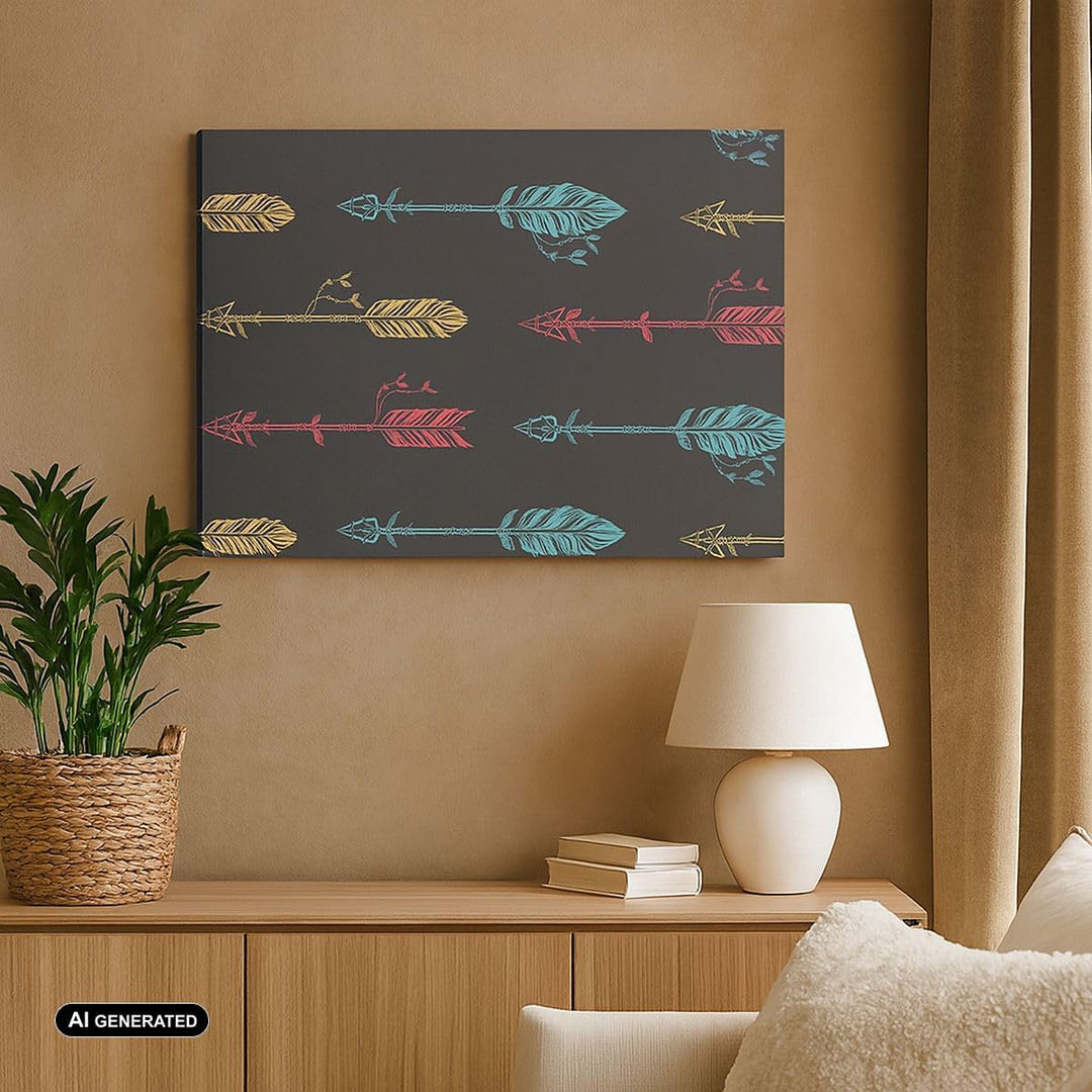 ARTTOR Bilder auf Leinwand 100x70cm Leinwandbild mit Rahmen Pfeil Feder Gross Wanddeko Bild Schlafzi