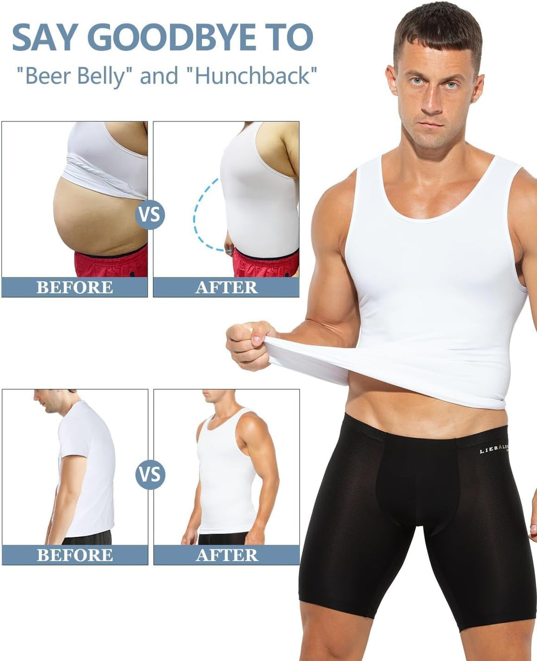 Casey Kevin Shapewear Herren Bauchweg Unterhemd Body Shaper Für Männer Compression Tank Top Herren K
