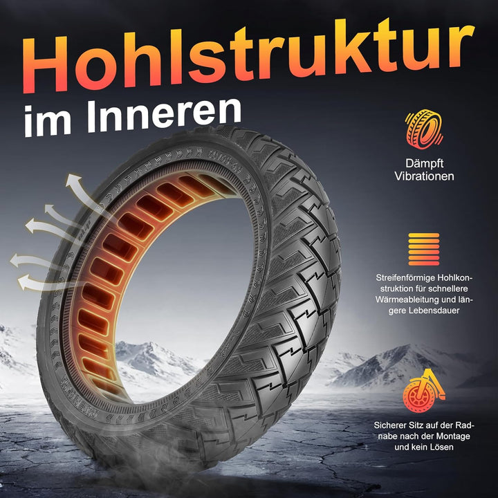 60/65-6,9 Ersatzräder Vollgummireifen 10 Zoll Solide Reifen für Ninebot Max G2 G2D G2E G65 F3 F3 Pro