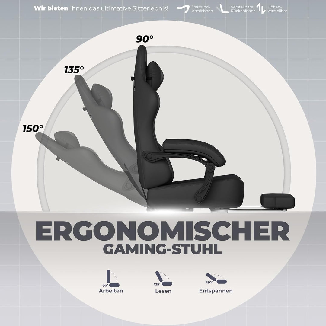 GTPLAYER Gaming Stuhl, Atmungsaktiver Bürostuhl,bürostuhl ergonomisch,Hochwertiger - Kunstleder, Erg