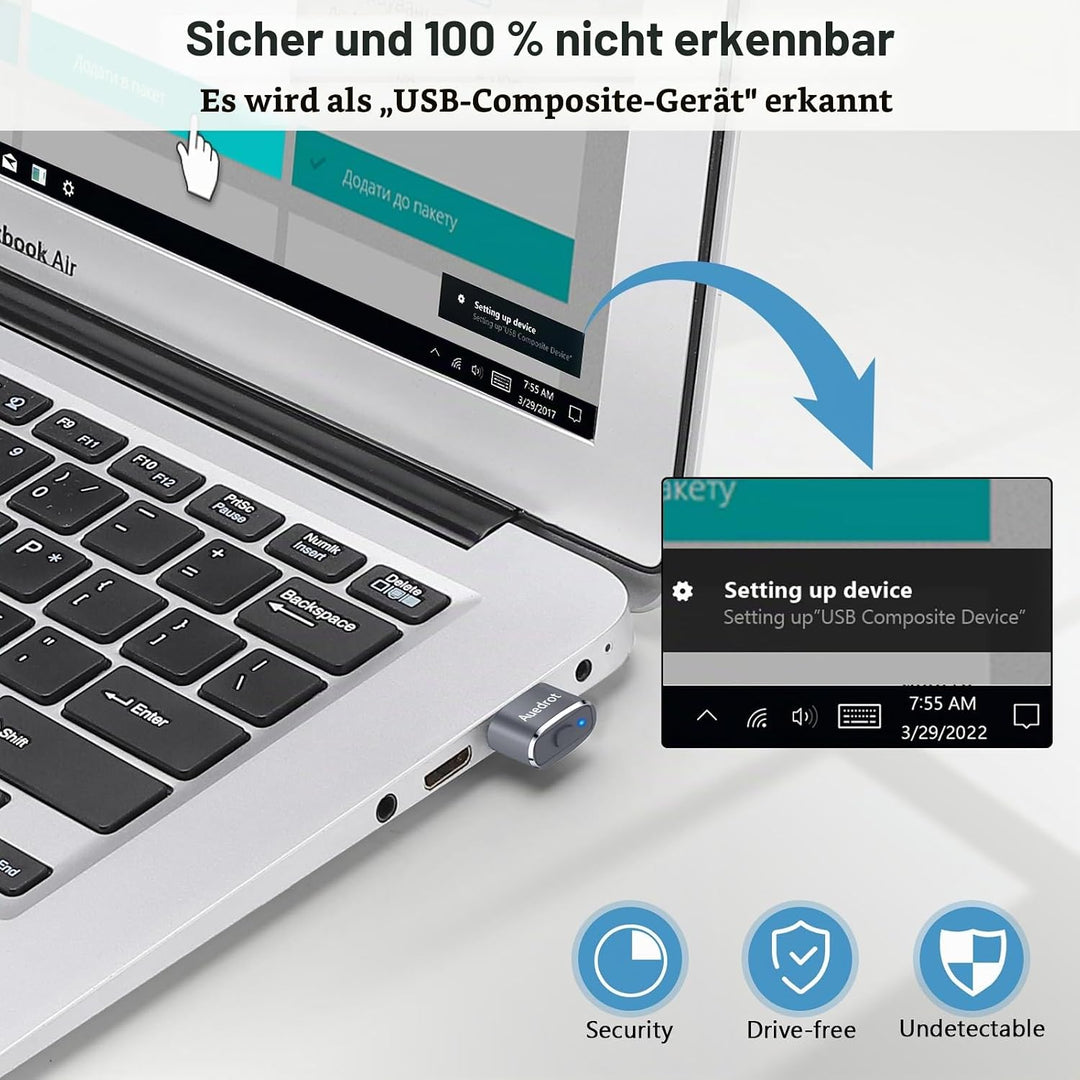 AUEDROT Mouse Jiggler Nicht Nachweisbar USB Mouse Mover mit Schaltertaste, Metall Maus Beweger Autom