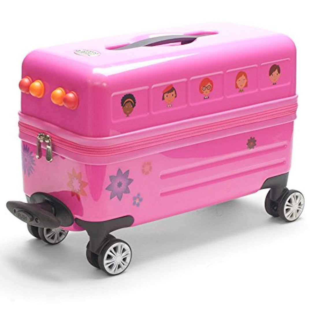 Travel Buddies Ride-On Pink Flower Bus, Blumenbus, Einheitsgrösse, Rutscher rosa Bus, Blumenbus