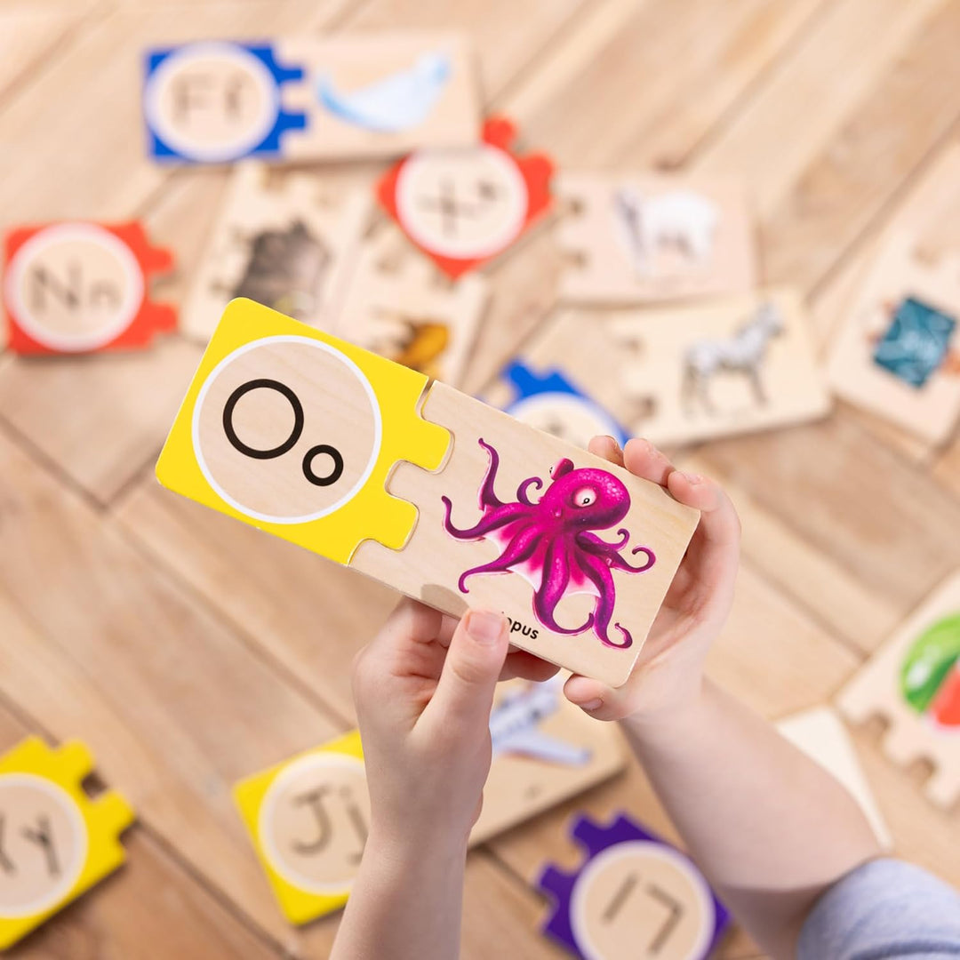 Melissa & Doug Puzzlekarten aus Holz - englisches Alphabet Buchstaben-Puzzles, Buchstaben-Puzzles