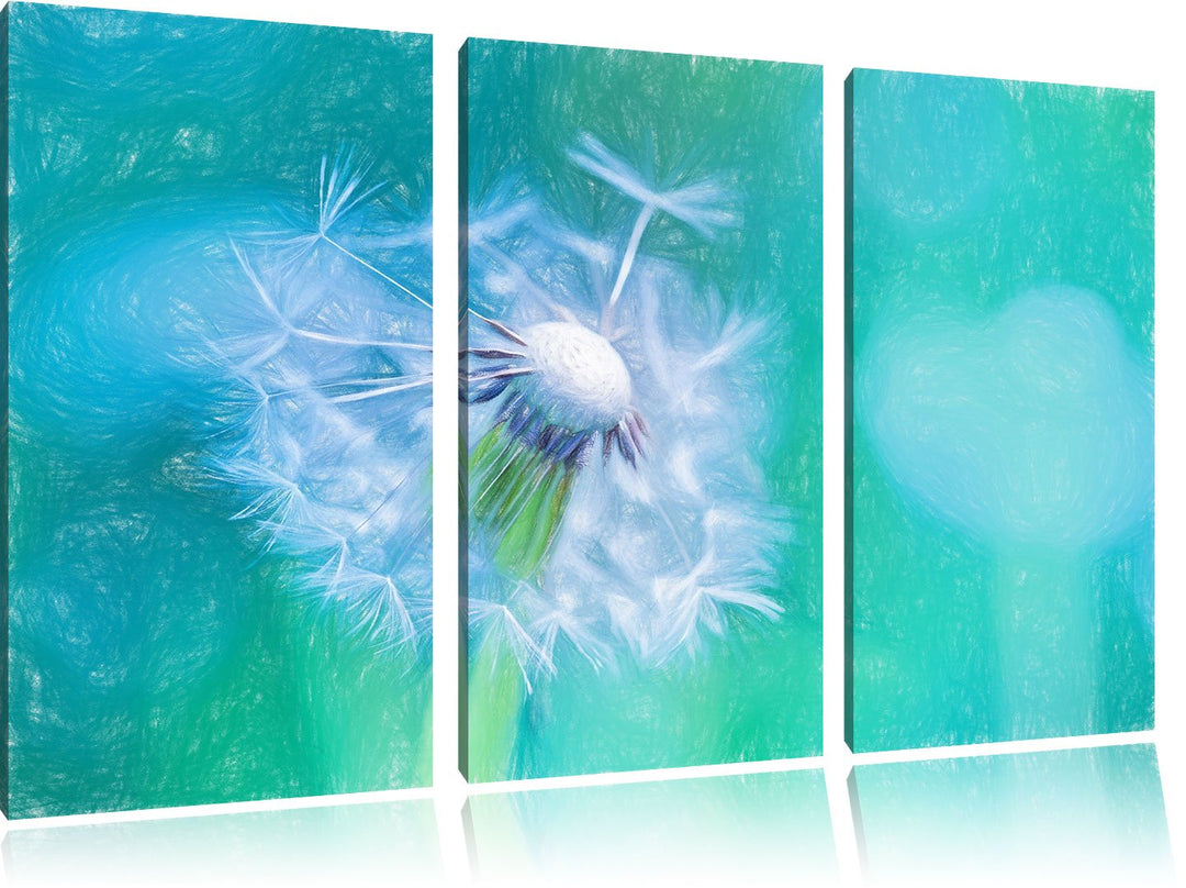 Pixxprint Schöner weisser Löwenzahn als Leinwandbild/Grösse: 3 Teilig (120x80) / Wandbild/Kunstdruck