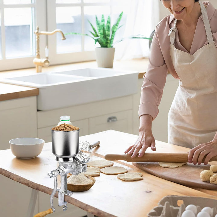 Manuelle Getreidemühle, Verstellbare Klemmmühle aus Edelstahl für Mais, Kaffeebohnen, Weizen, Nuss,