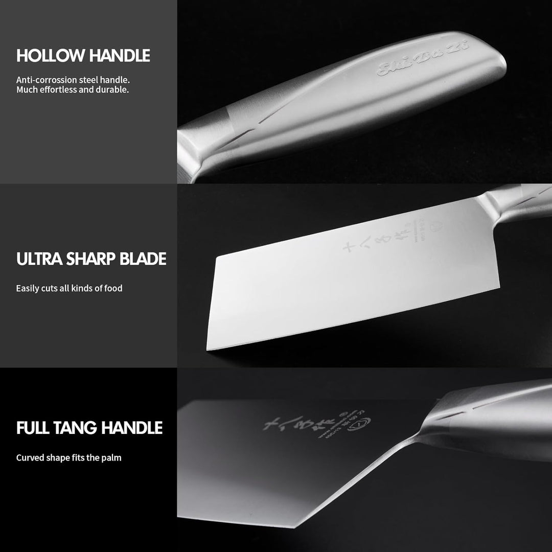 SHI BA ZI ZUO Hackmesser,Professionelles Kochmesser Edelstahl Fleischbeil Messer Ultra-scharfe Kling