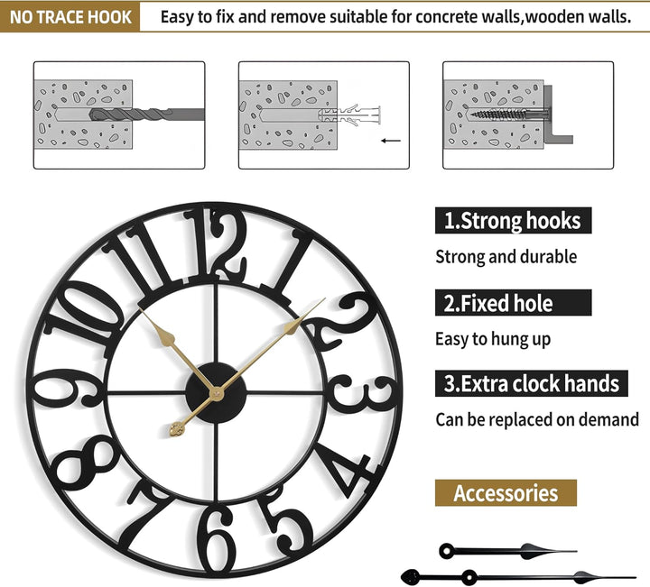 Wanduhr Gross Modern Nahezu Lautlos Ohne Tickgeräusche -60cm Durchmesser Wanduhren Modern Wohnzimmer