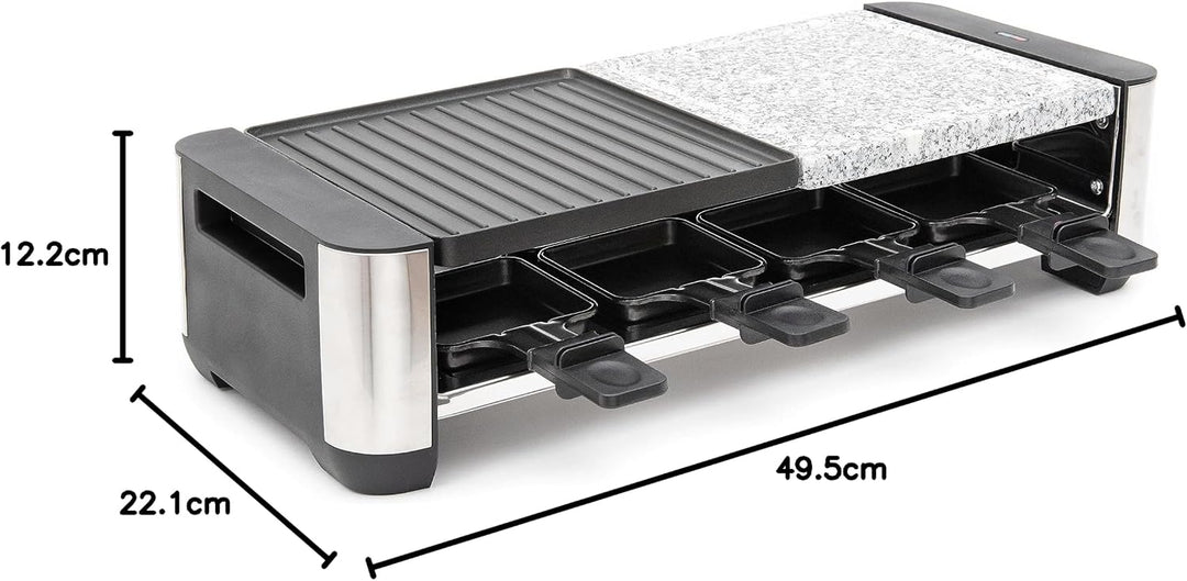 FRITEL RSG 3280 Raclette Steingrill - 2 in 1 Backblech - Steingrill und Raclette-Funktion - Wendegri