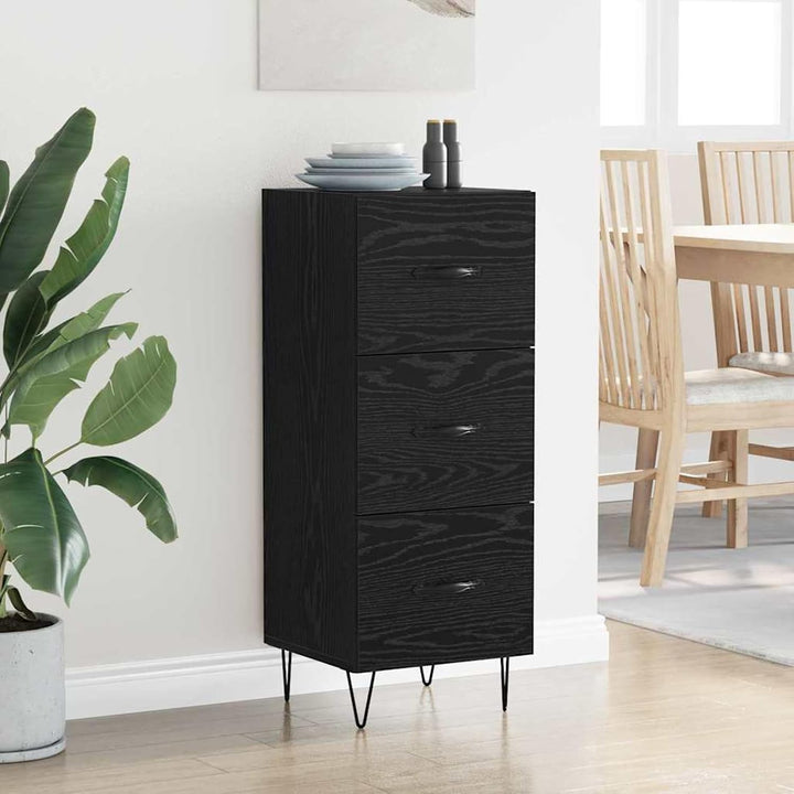 Homgoday Sideboard Schwarze Eiche 34 x 34,5 x 90 cm Holzwerkstoff Anrichte Model881551