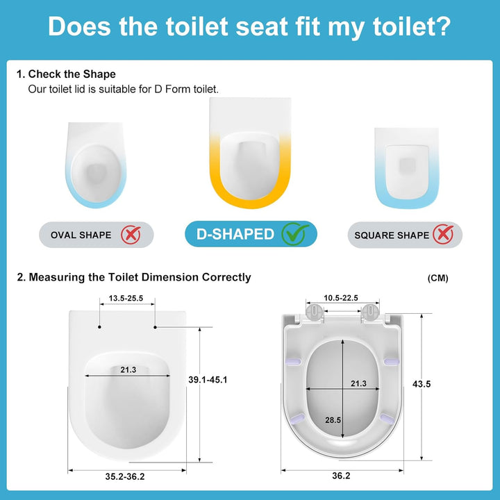 YEAUPE PRO WC Sitz D Form [KURZ], Weiss | Toilettendeckel mit Absenkautomatik | Klodeckel, Klobrille