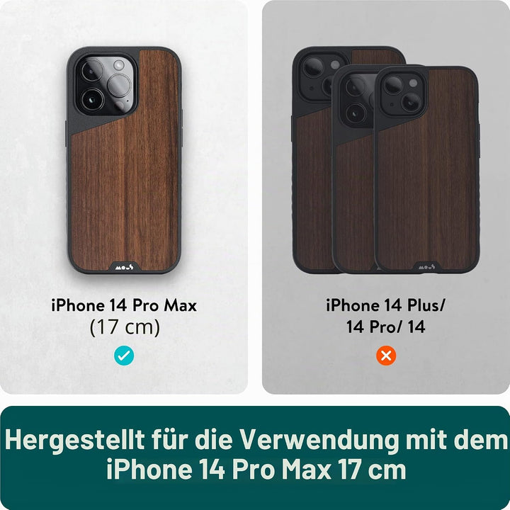 Mous - Hülle für iPhone 14 Pro Max - Walnuss - Limitless 5.0 - Handyhülle iPhone 14 Pro Max MagSafe-