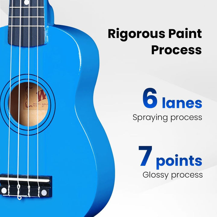 Winzz Sopran Ukulele Starter Kit für Anfänger mit Tasche, Clip-On Tuner, Zusätzlichen Saiten, Gurt,