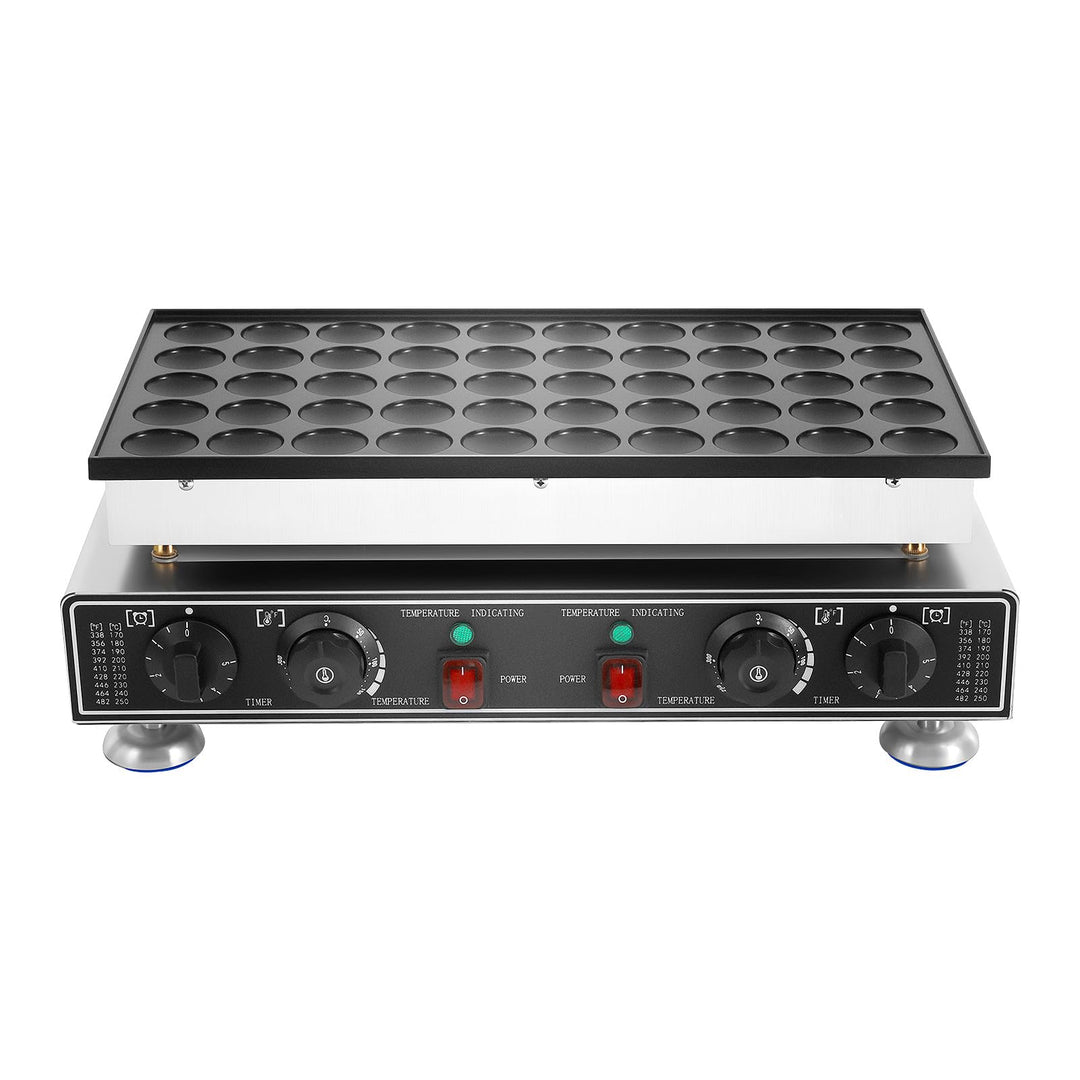 50 LöCher Poffertjes Maker, Pancake Maker mit Schneebesen, 4 Reinigungsschwämme und 2 Bürsten, Muffi