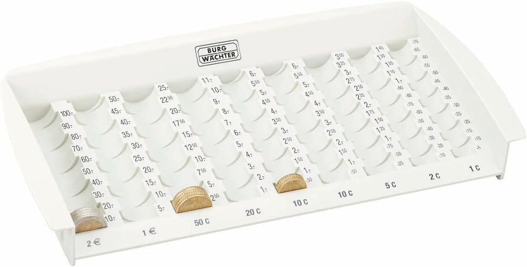 Burg-Wächter Euro-Zählbrett für Münzen, Schubladeneinsatz, ZE 301 EURO, Grau Für Münzen ZE 301 EURO,