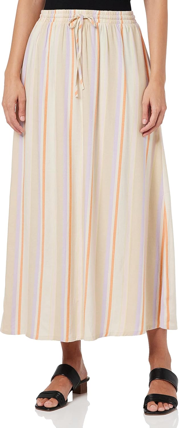 ONLY & SONS Damen Onltine Midi Skirt Wvn S Whitecap Gray/Stripes:purple Rose + Orange Peel + Irish C