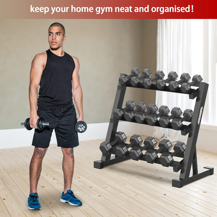 WINNOW Hantelständer mit 3 Ebenen für Zuhause, Fitnessstudio, Hantelablage,