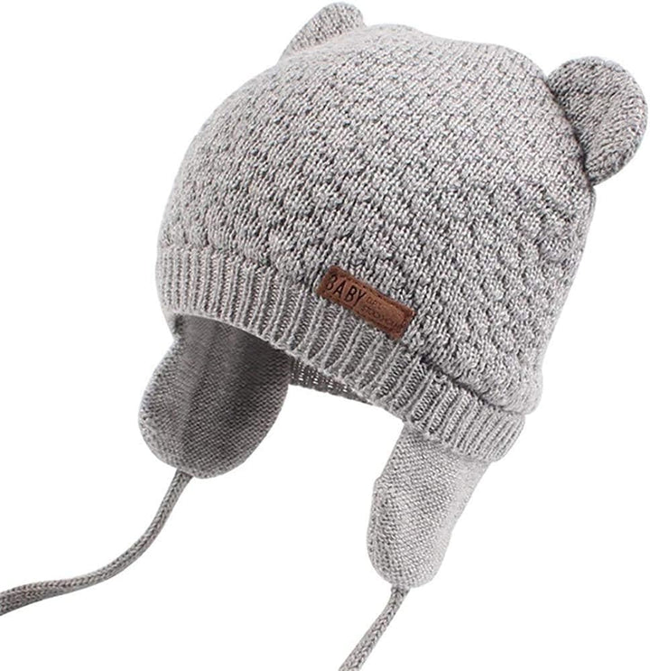 DRESHOW Unisex Baby Mütze Süsser Bär Kleinkind Earflap Beanie Warm für Herbst Wintermütze Grey &amp; Whi