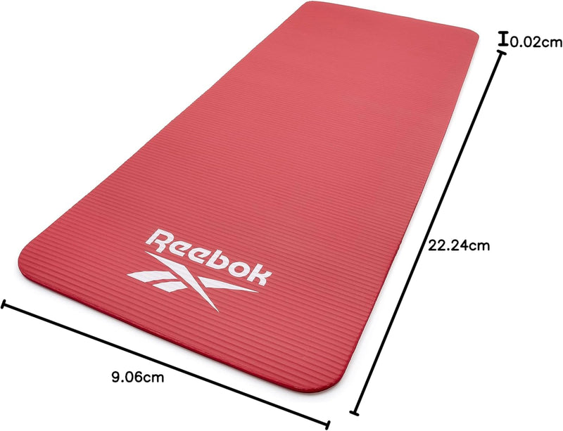 Reebok Trainingsmatte - Rutschfeste Gymnastikmatte aus natürlichem Gummi in 7mm, 10mm, 15mm und vers