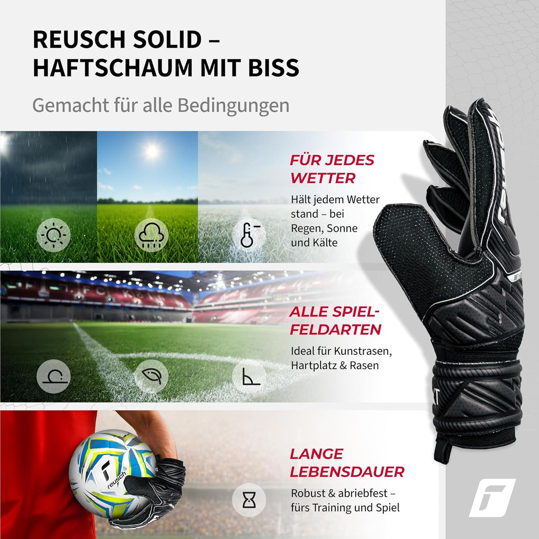 Reusch Herren Attrakt Unisex Torwarthandschuhe mit Aussennaht Schnitt und Solid Belag, Geeignet für