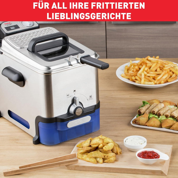 Tefal FR8040 Oleoclean Pro Inox & Design Fritteuse | 2300W | Kapazität 1,2 Kg | Herausnehmbarer Ölbe