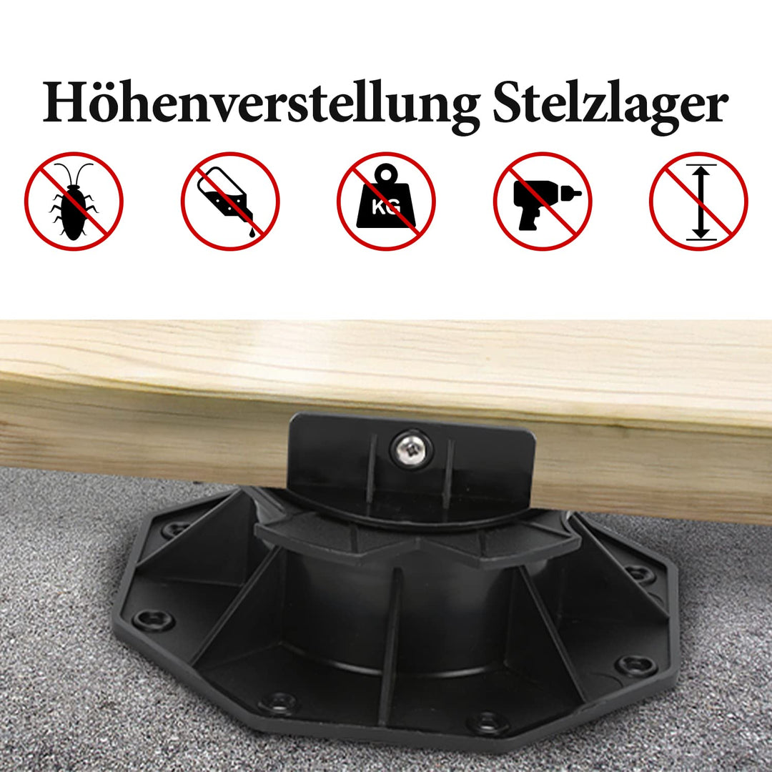 Cecaylie Stelzlager Höhenverstellbar, 60-140mm Stellfuss Plattenlager, für WPC, Holzunterkonstruktio